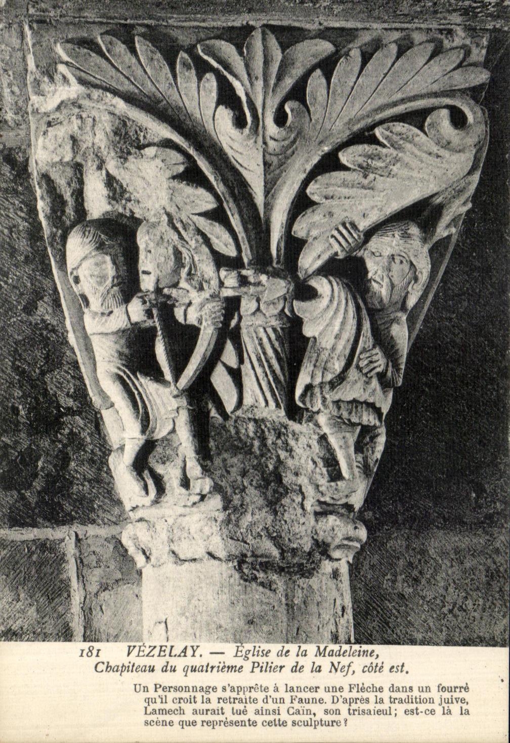 Vézelay — Chapiteau du quatrième pilier de la nef, église de la Madeleine — éditeur CPAPHIL, n° 181