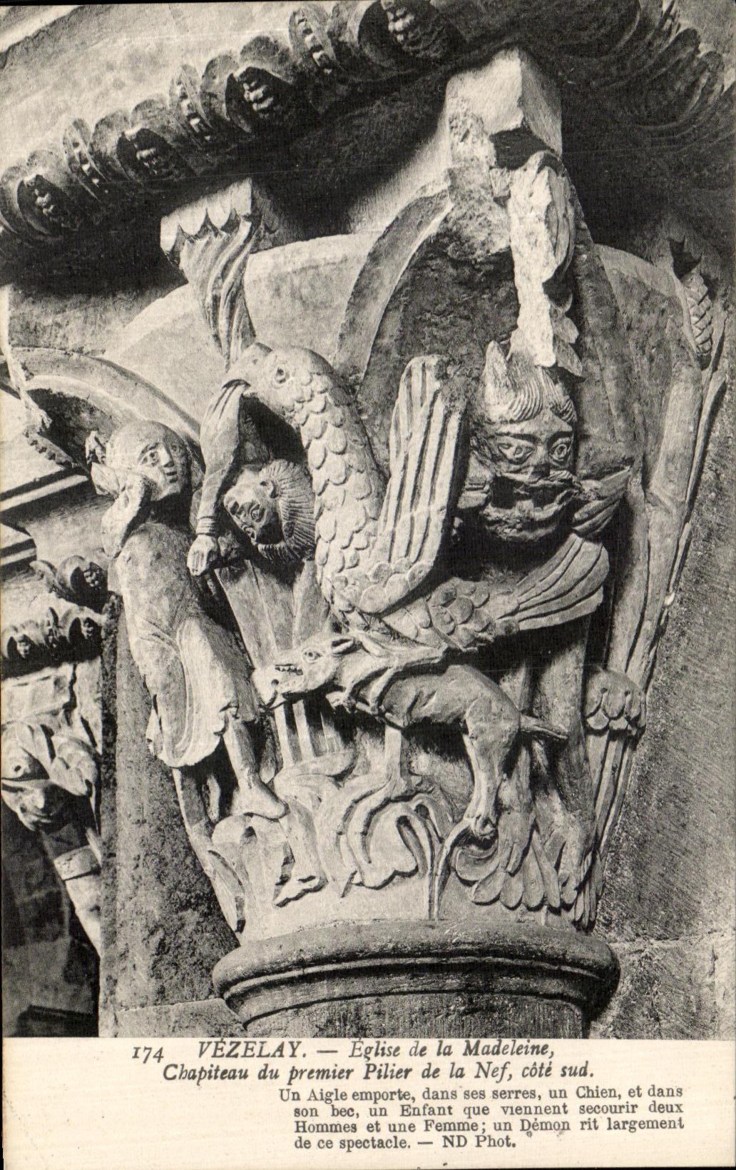 Vézelay — Chapiteau du premier pilier de la nef, côté sud — ND Phot. n°174