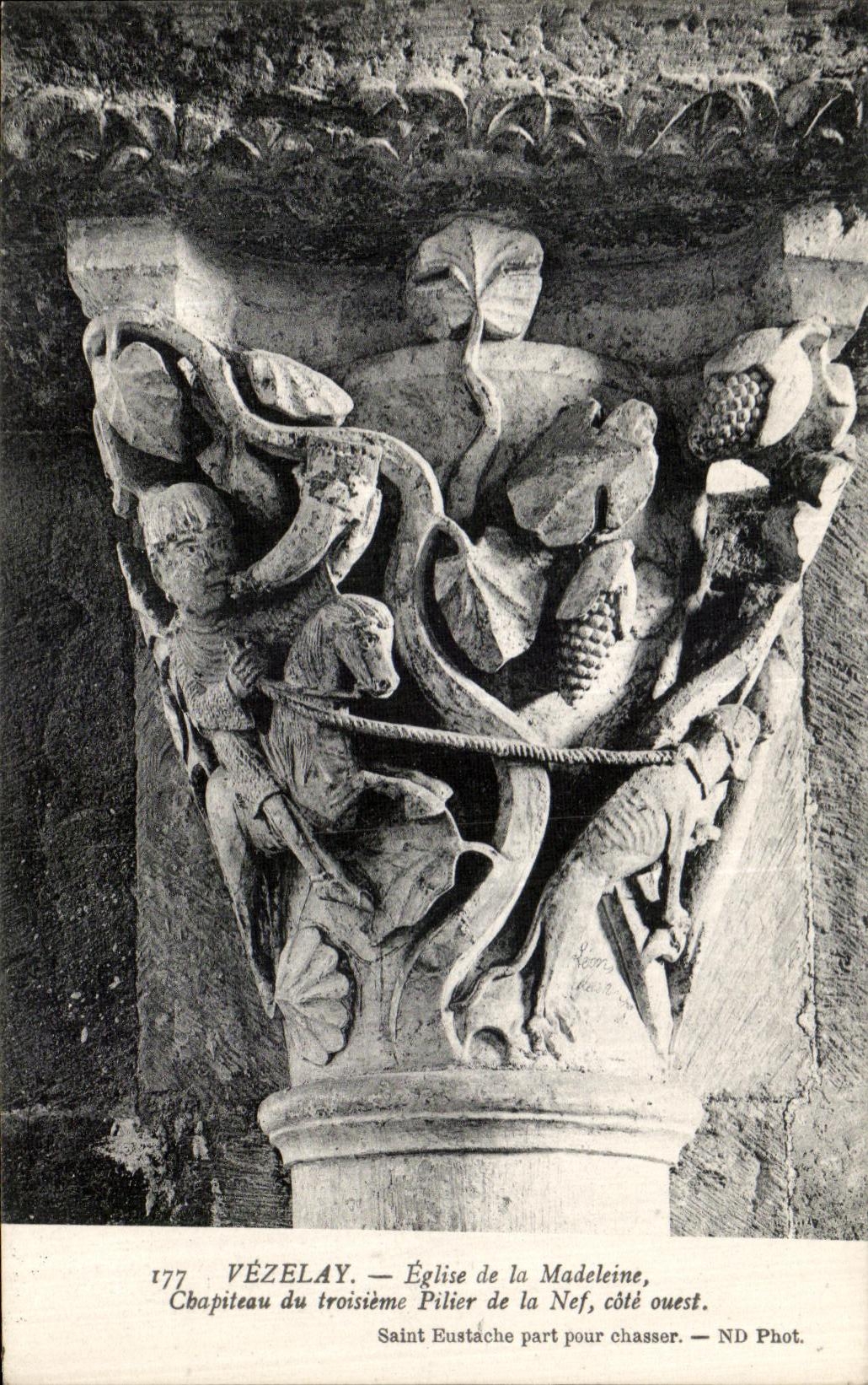 Vézelay — Église de la Madeleine, chapiteau du troisième pilier de la nef, côté ouest — ND Phot. n° 177