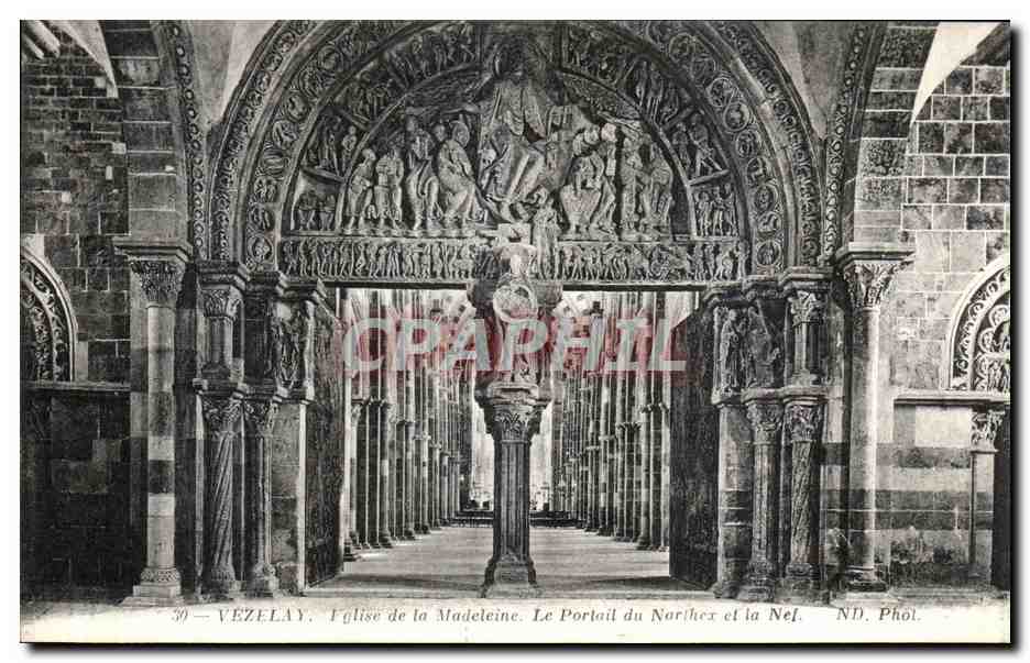 Vézelay — Église de la Madeleine. Le Portail du Nord et la Nef — ND. Phöl.