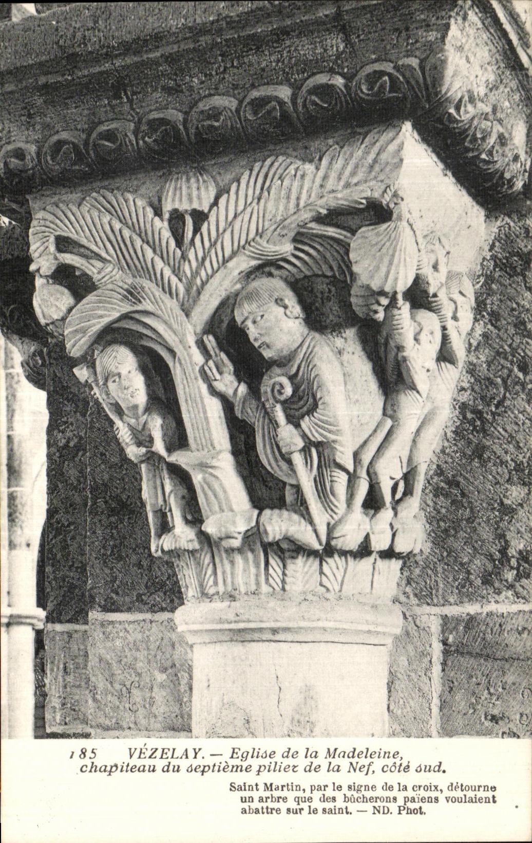 Vézelay — Chapiteau du septième pilier de l'église de la Madeleine, côté sud — ND, n° 185