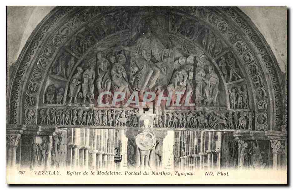Vézelay — Église de la Madeleine. Portail du Narthex. Tympans — ND. Phot.