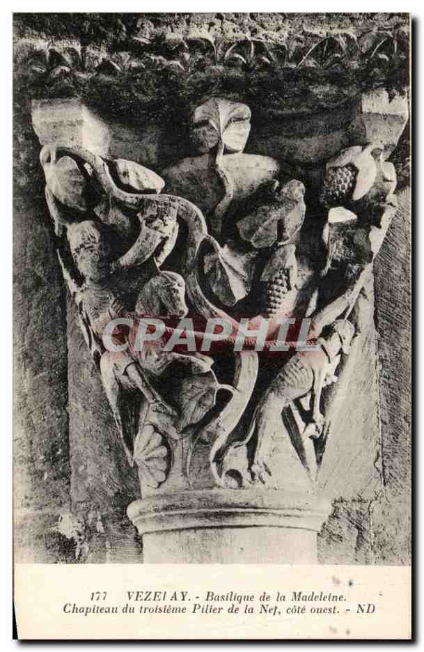 Vézelay - Basilique de la Madeleine. Chapiteau du troisième pilier de la Nef, côté ouest.