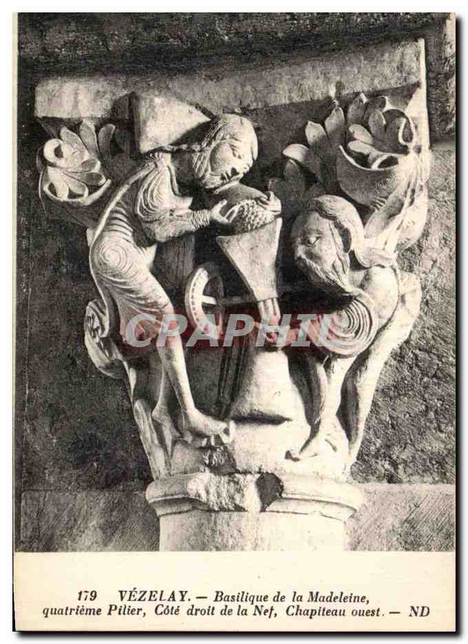Vézelay — Basiliek van de Heilige Maria Magdalena, vierde pijler, rechterkant van de koorzaal, westelijk kapitels