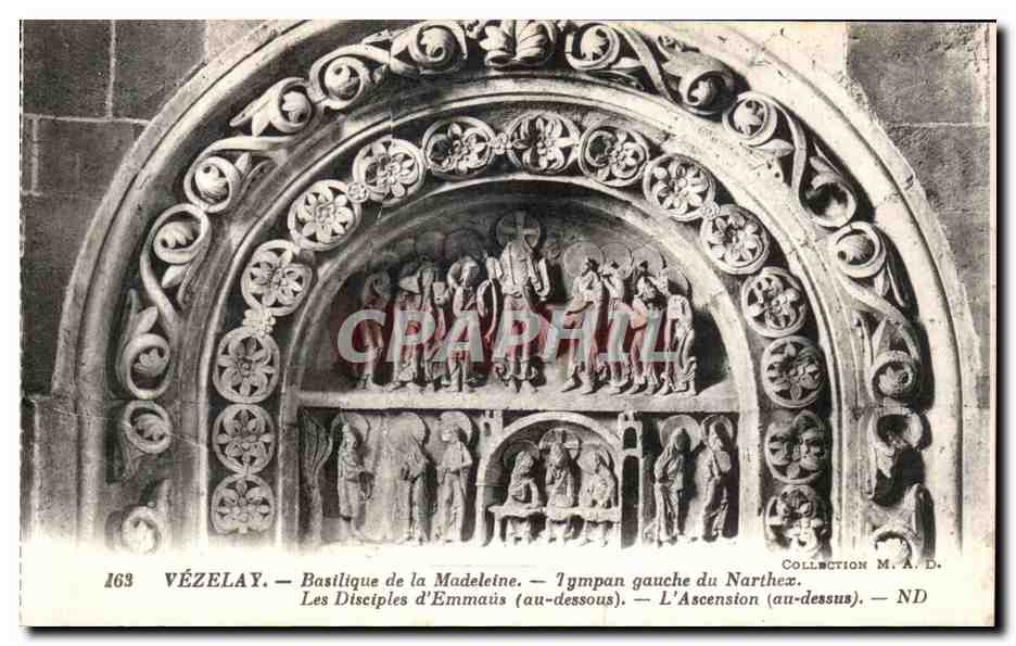 Vézelay — Bastilique de la Madeleine — Tympans gauche et droit du portail nord