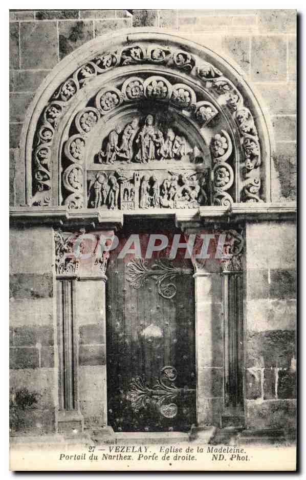 Vézelay — Portail du Narthex, église de la Madeleine — ND. Phot.