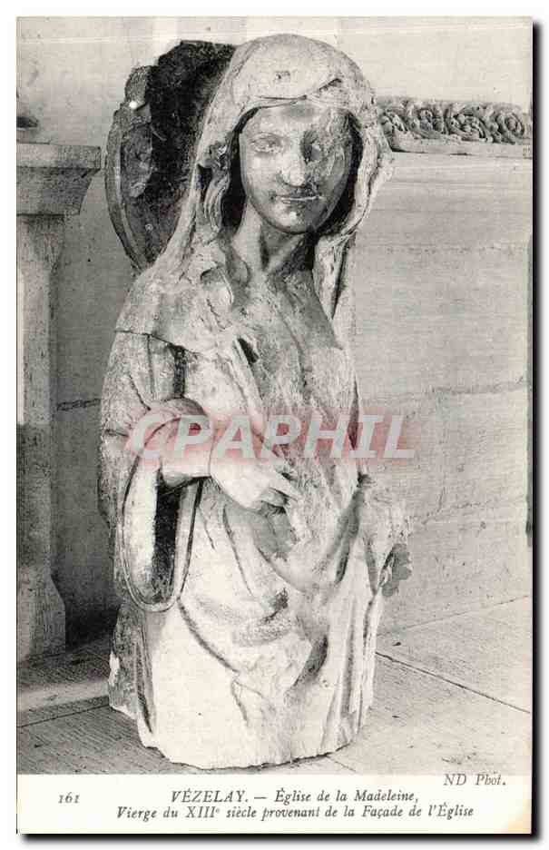 Vézelay — Vierge du XIIIe siècle provenant de la façade de l'église de la Madeleine — ND Pbot.