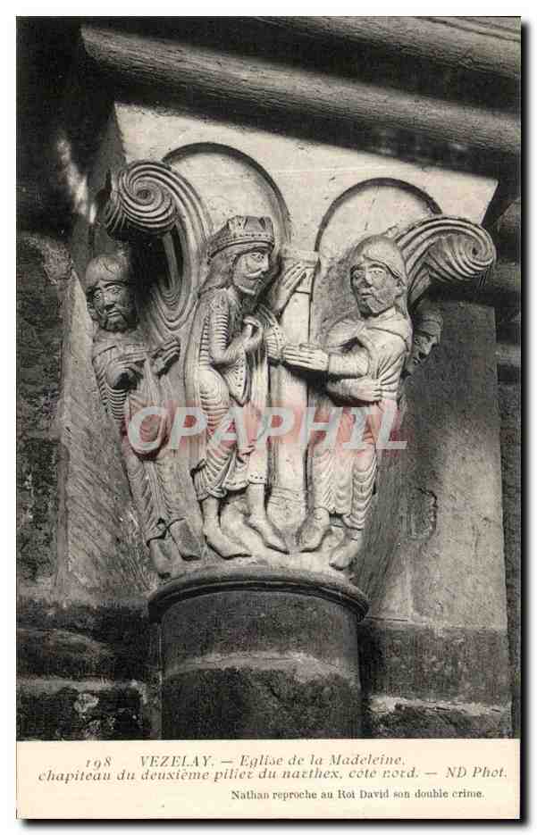 Vézelay — Église de la Madeleine, chapiteau du deuxième pilier, côté nord — ND Phot.