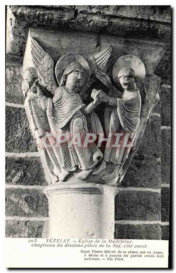 Vézelay — Iglesia de Santa Magdalena, capitel del décimo pilar, lado oeste — CPAPHIL n°205