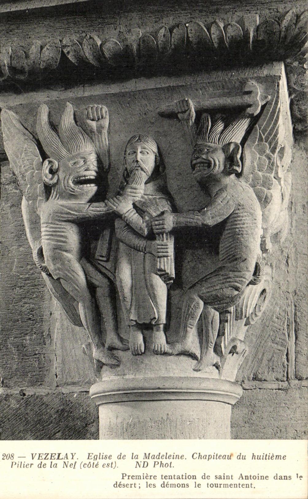 Vézelay — Capitel del octavo pilar de la nave (lado este) — iglesia de Santa Margarita — ND Phot.