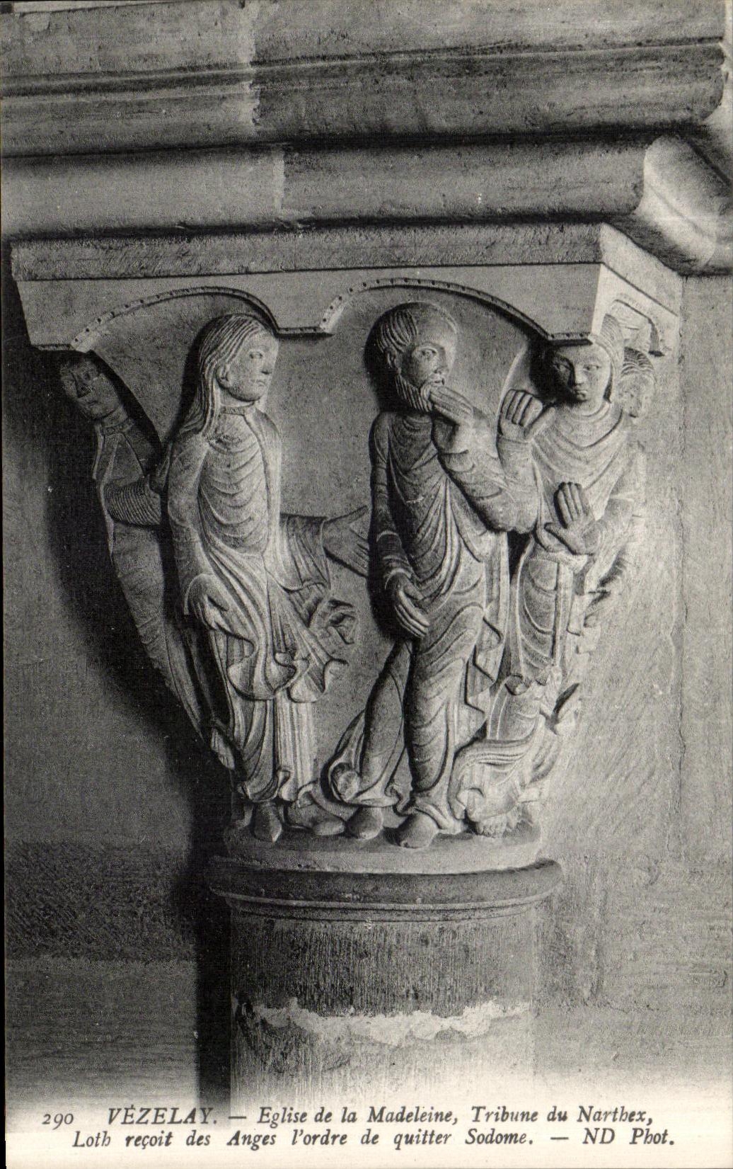 CPA Vezelay Eglise de la Madeleine Tribune du Narthex Loth recoit des Anges l Ordre de quitter Solome 