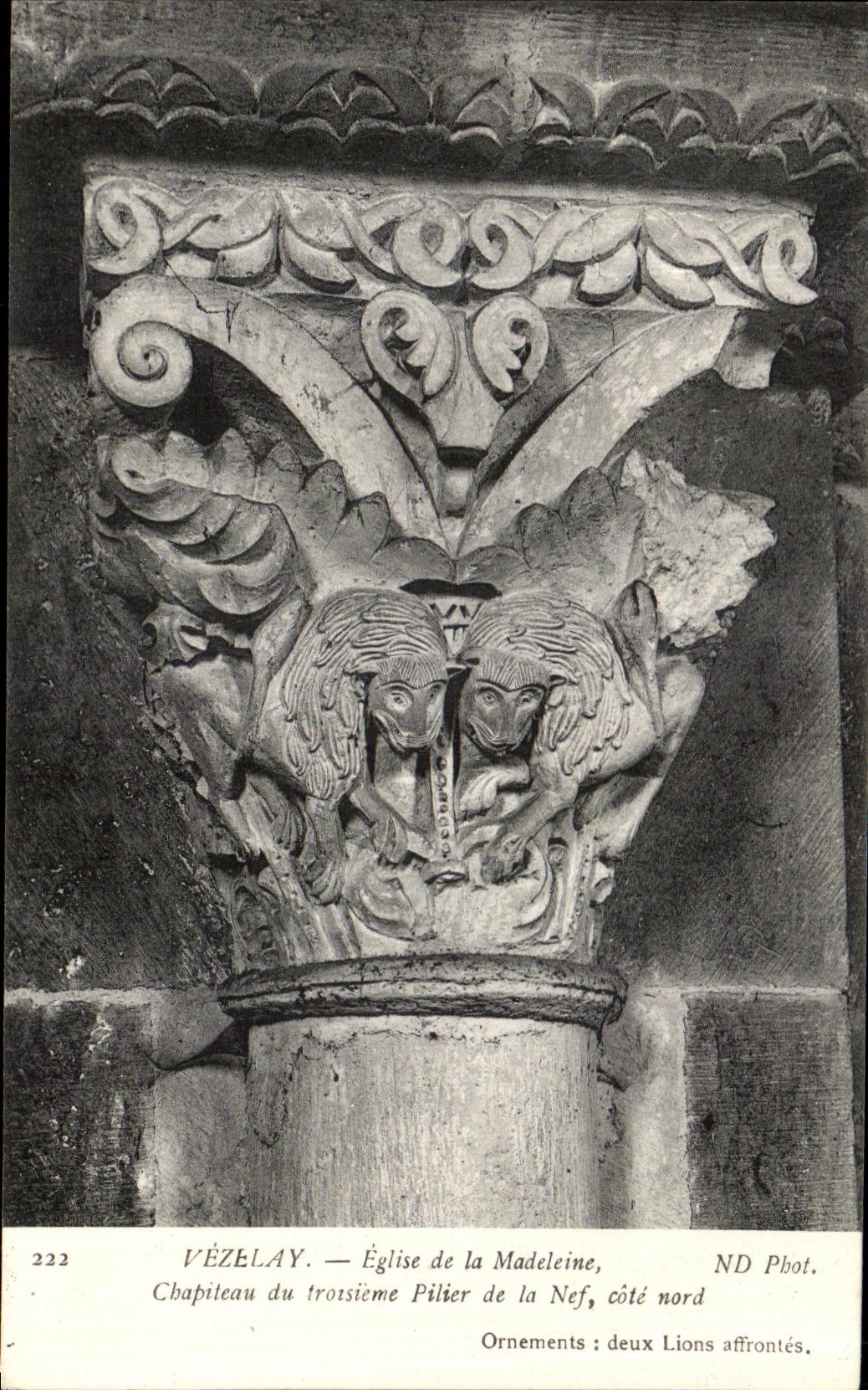 CPA Vezelay Eglise de la Madeleine Chapiteau du Troisieme Pilier de la Nef Cote Nord