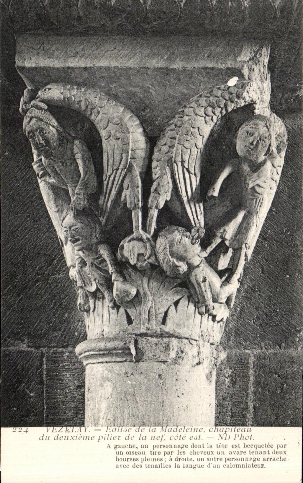 Vézelay — Iglesia de Santa Magdalena, capitel del segundo pilar de la nave — ND Phot.