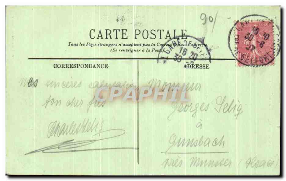CPA Belfort Quand Meme — Verso