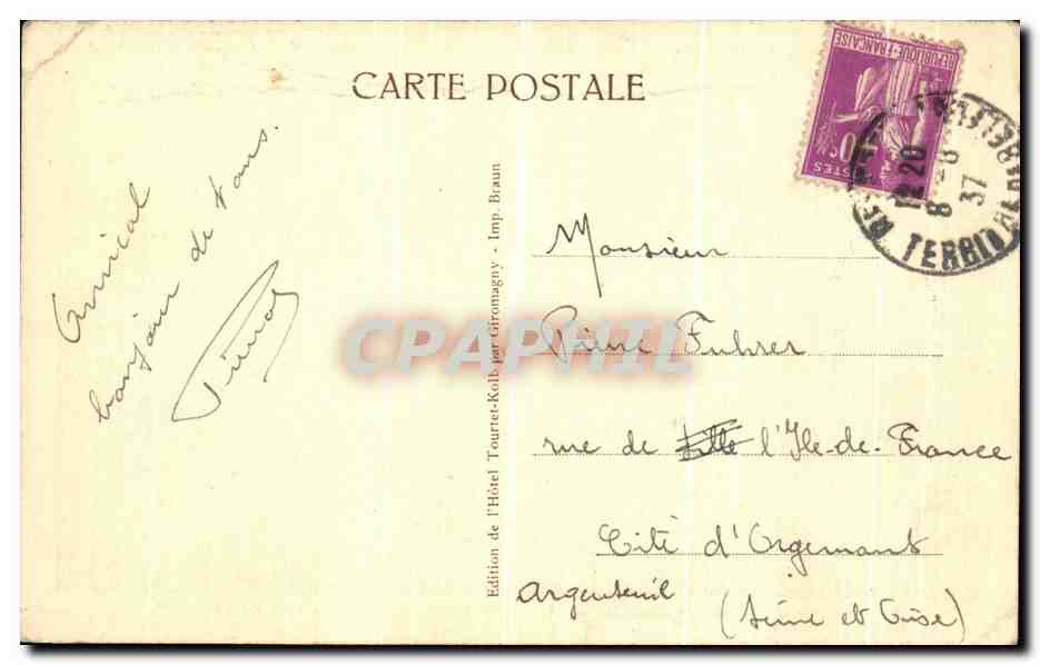 Ballon d'Alsace — Vue prise de la vallée de la Savoureuse — Imp. Braun — Verso