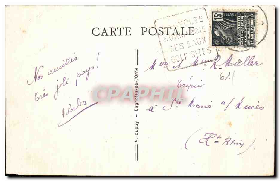 Bagnoles-de-l'Orne — Il Casinò del Lago — editore A. Dupuy, n°34 — Verso