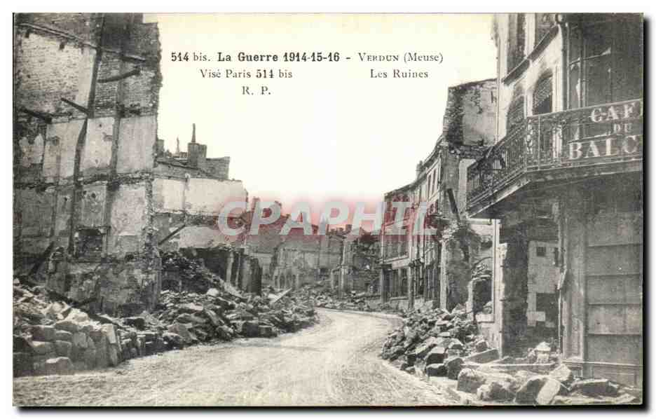 CPA Verdun Les ruines Militaria 