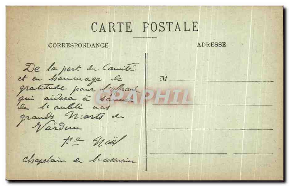Ossuaire provisoire des champs de bataille de Verdun — Début de l'œuvre de Douaumont (Meuse) — éditeur non visible — Back