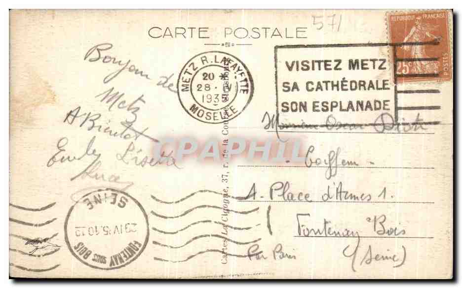 CPA Metz Un Coin de la Ville Vu des bords de la Moselle — Rückseite