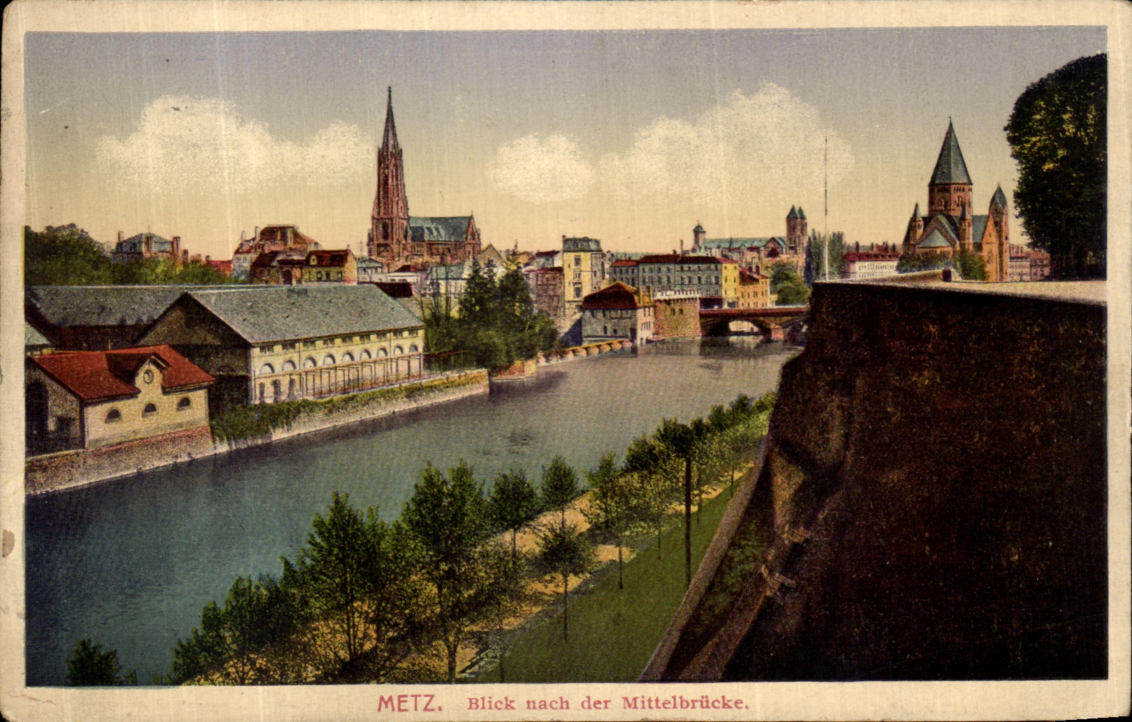 Metz — Vue de la Mittelbrücke — Verlag Schmid, n° 3068