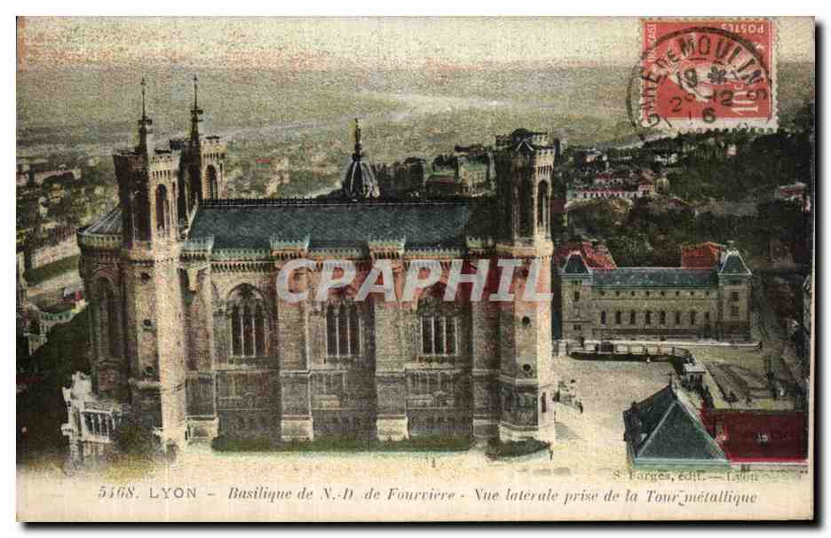 CPA Lyon Basilique ND de Fourviere Vue laterale prise de la tour metallique