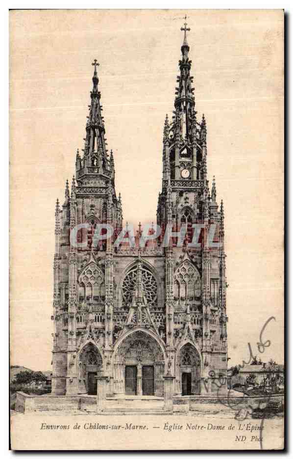CPA Envirnons de Chalons sur Marne Eglise Notre Dame de l Epine