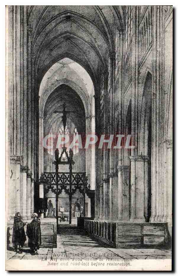 Notre-Dame de L'Épine — Nef et rood-loft avant la restauration — Éditeur non identifié