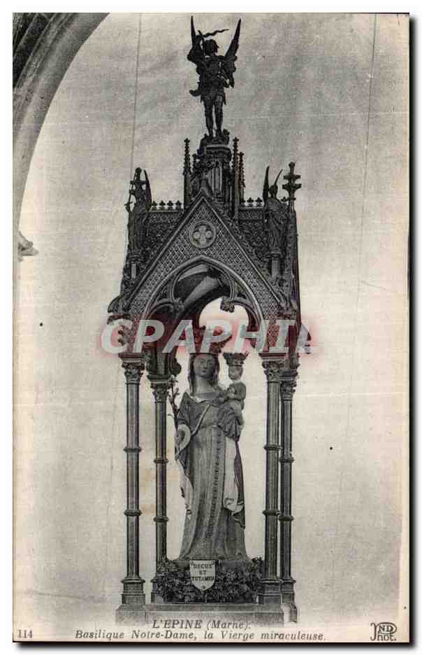 CPA L Epine Marne Basilique Notre Dame La vierge miraculeuse