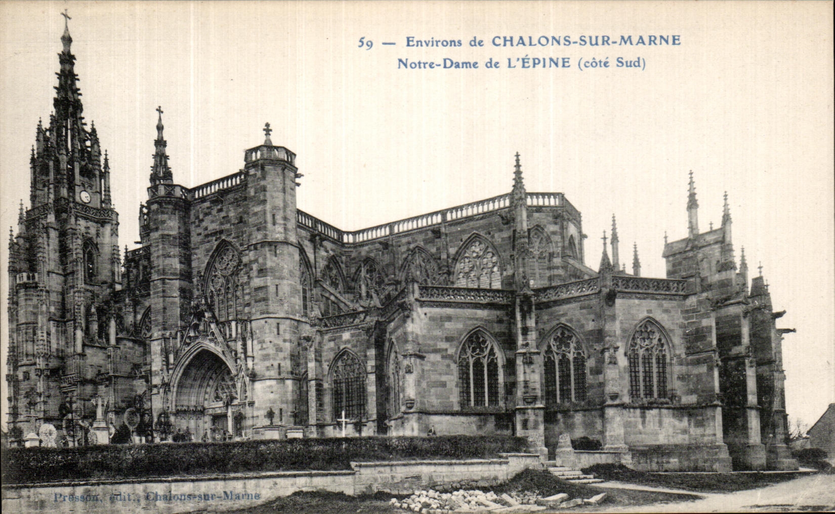 Notre-Dame de L'Épine (côté Sud) — Environs de Chalons-sur-Marne — Presson, édit. Chalons-sur-Marne, n°59