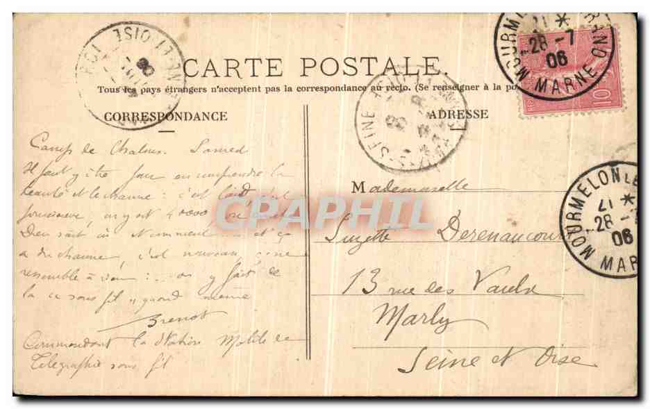 CPA Mourmelon Le Grand et le Camp de Chalons Vue prise en ballon Militaria — Back