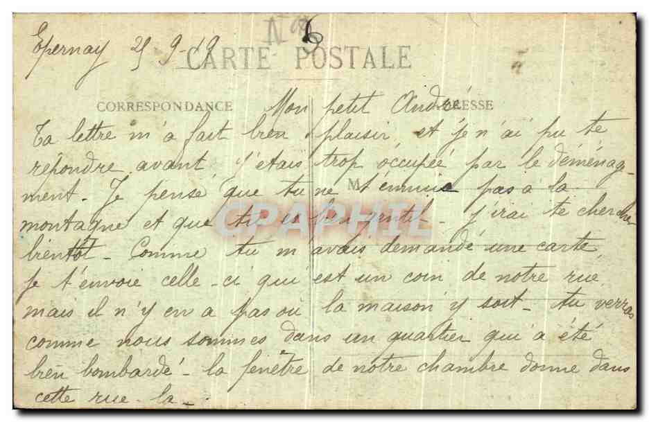 Le Bombardement en Champagne — Épernay, Rue Placlet — J. Brachemont, Épernay, n°23 — Reverso