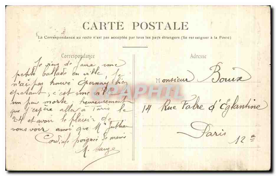 CPA La Champagne Epernay Chateau Mercie — Back