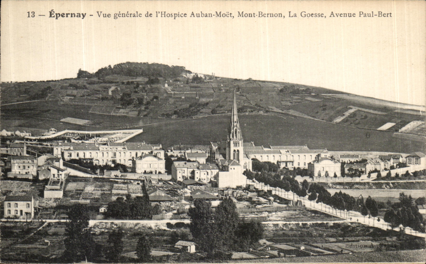 CPA Epernay Vue Generale de l Hospice Auban Moet Mont Bernon La Goesse Avenue Paul Bert