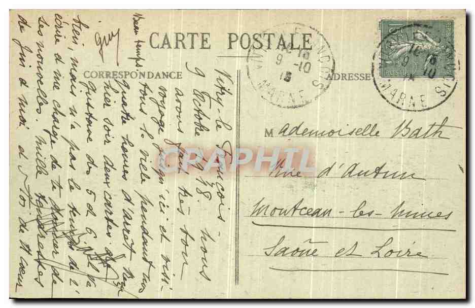 CPA Vitry Le Francois La Place Eglise et Caisse d Epargne — Verso