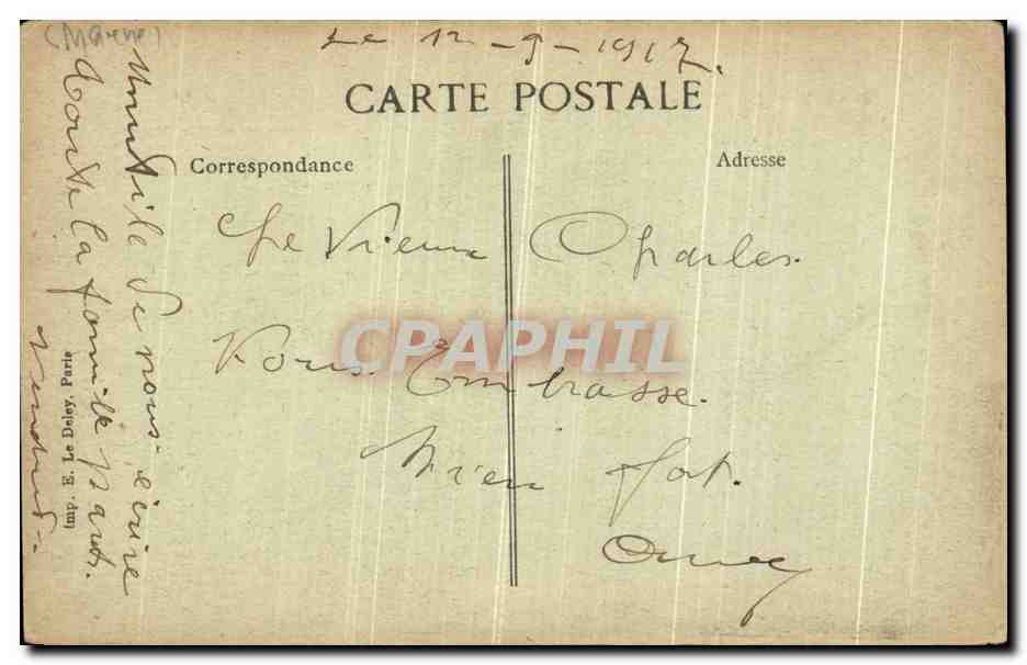CPA Vitry Le Francois Monument Carnot Jardin Public Militaria  — Verso