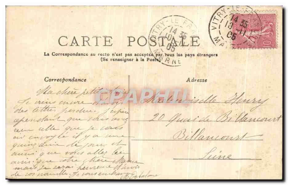 CPA Vitry Le Francois Le Pont de la Sauix — Verso