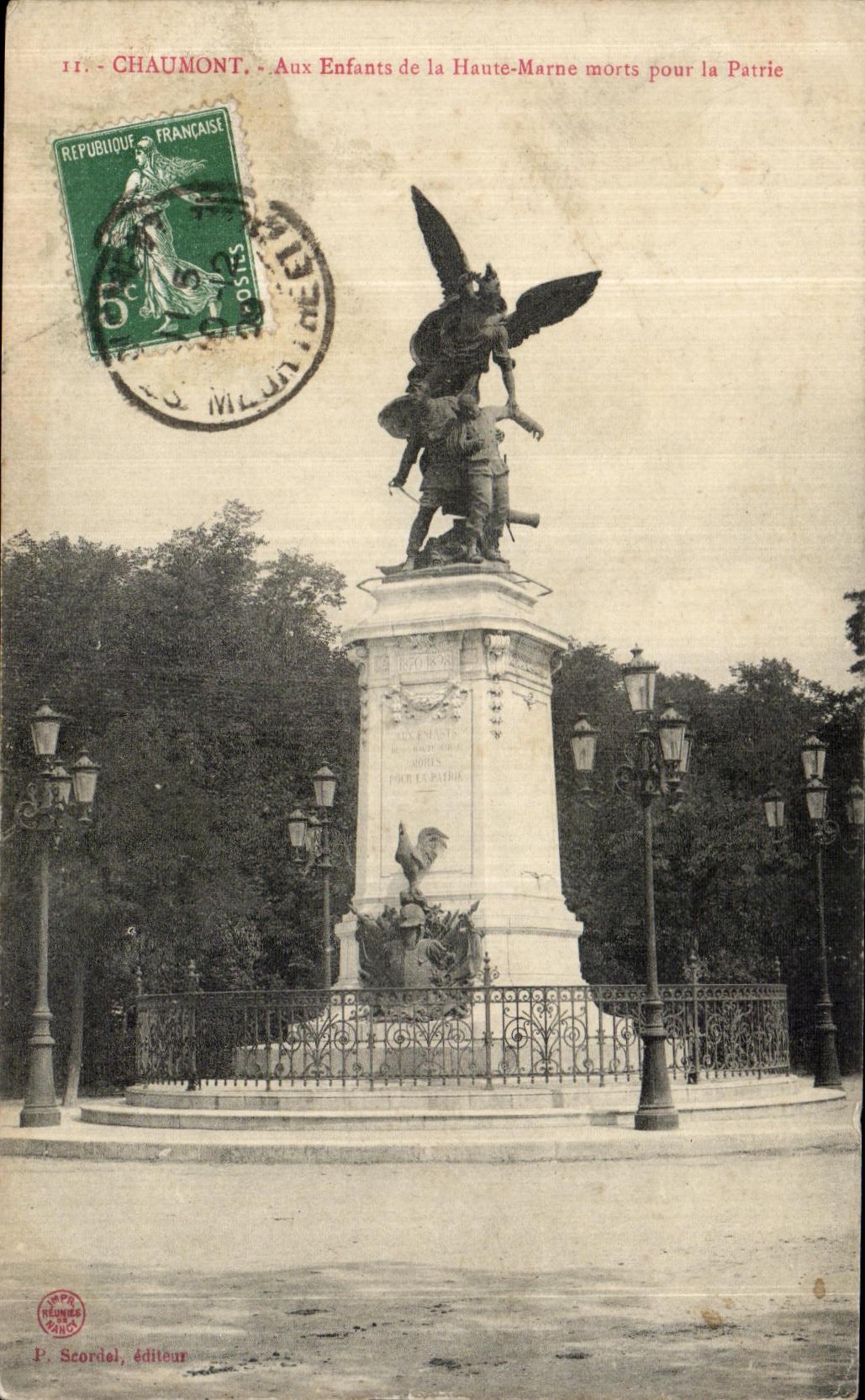 Chaumont — Monument aux Enfants de la Haute-Marne morts pour la Patrie — P. Scordel, éditeur