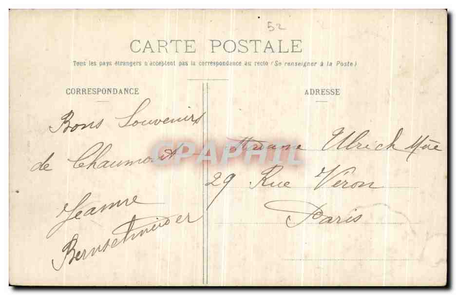 CPA Chaumont Eglise St Jean Portail lateral — Rückseite