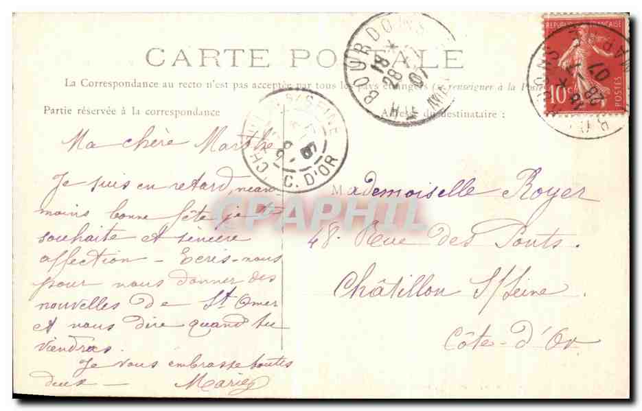 Chaumont — Le Donjon (ancien Château des Comtes de Champagne 1187-1328) — Actuellement Palais de Justice et Promenades de l'Escargot — Cliché A. Pourtois, éditeur — Rückseite