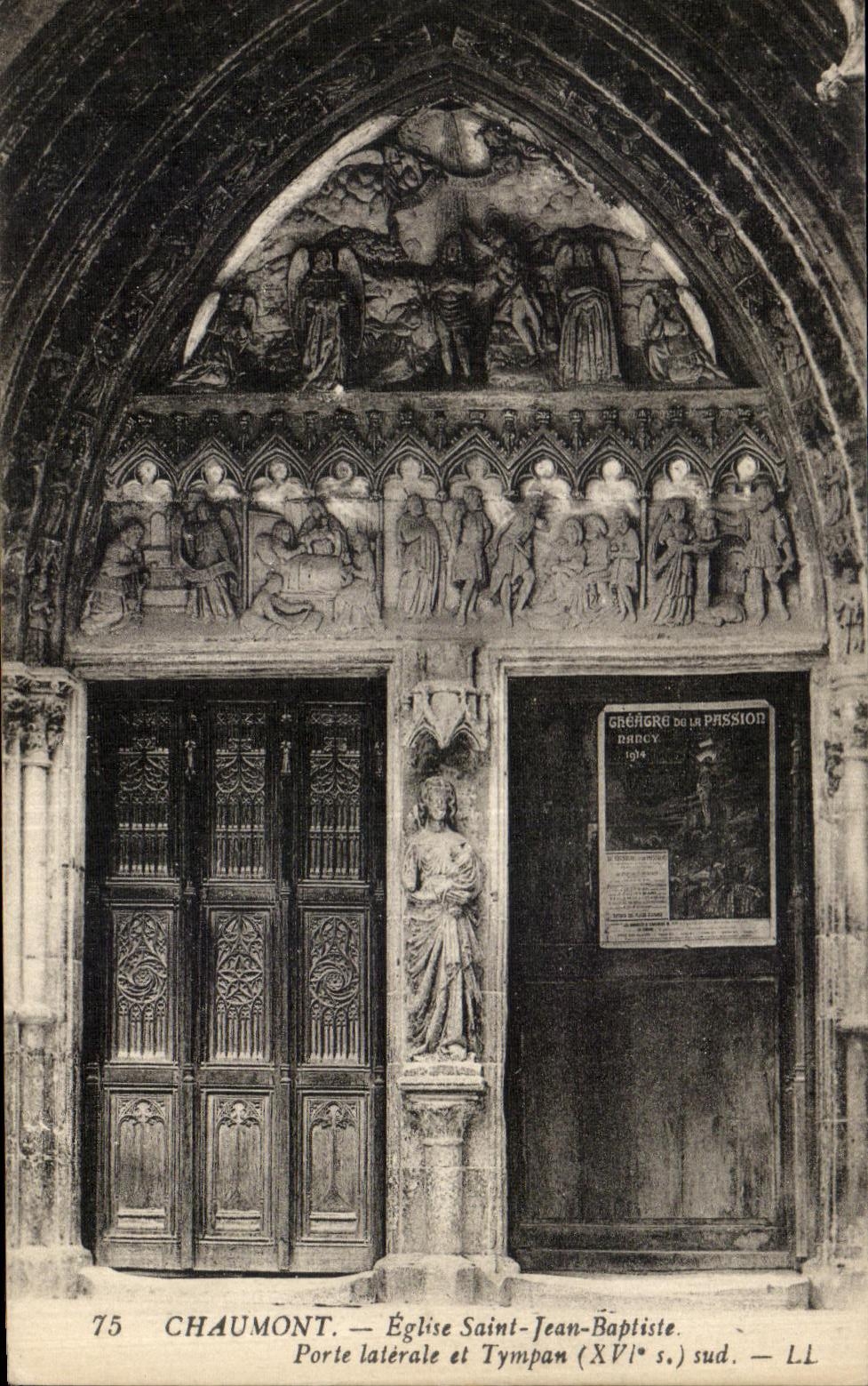 Chaumont — Église Saint-Jean-Baptiste. Porte latérale et Tympans (XVIe s.) sud. — L.L.