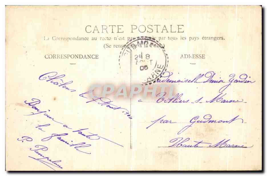 CPA Chalons Sur Marne L Hotel de Ville — Verso