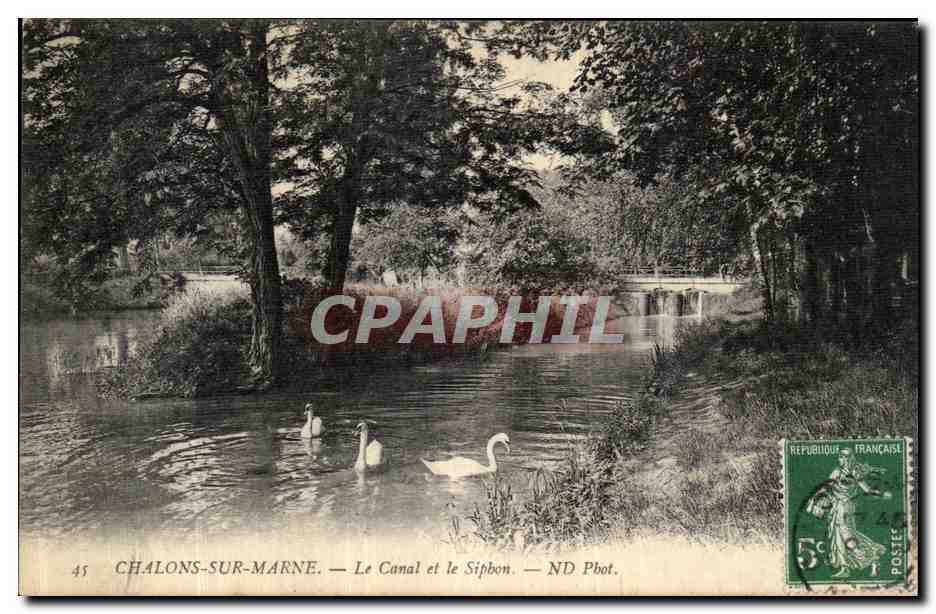 CPA Chalons Sur Marne Le Canal et le Siphon Cygnes