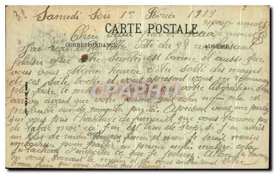 Antike Ansichtskarte Chalons Sur Marne Alte Kapelle von Vinetz — Rückseite
