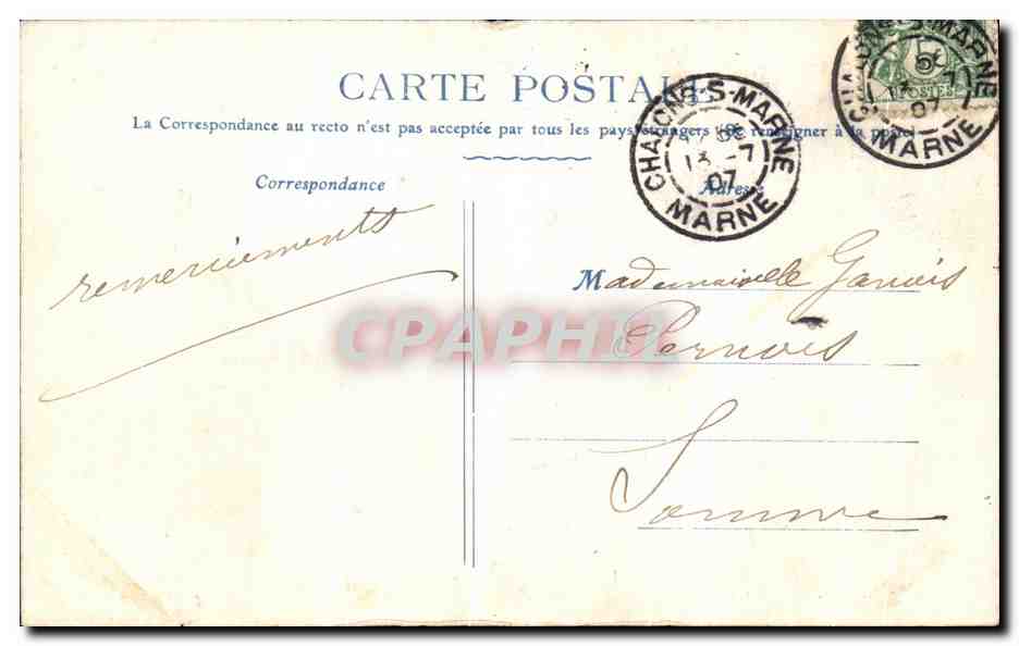 CPA Chalons Sur Marne Caisse d Epargne — Verso