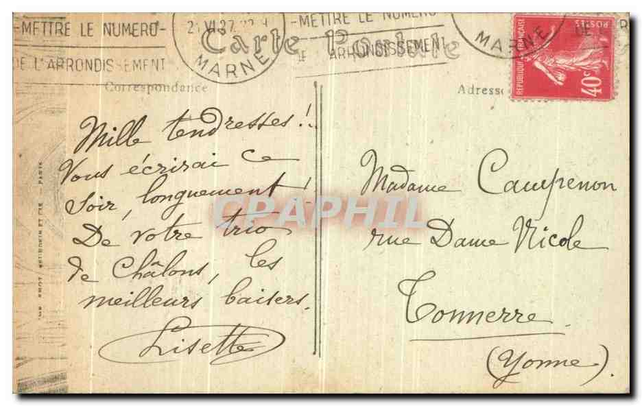 CPA Chalons Sur Marne Eglise Cathedrale La Nef  — Verso