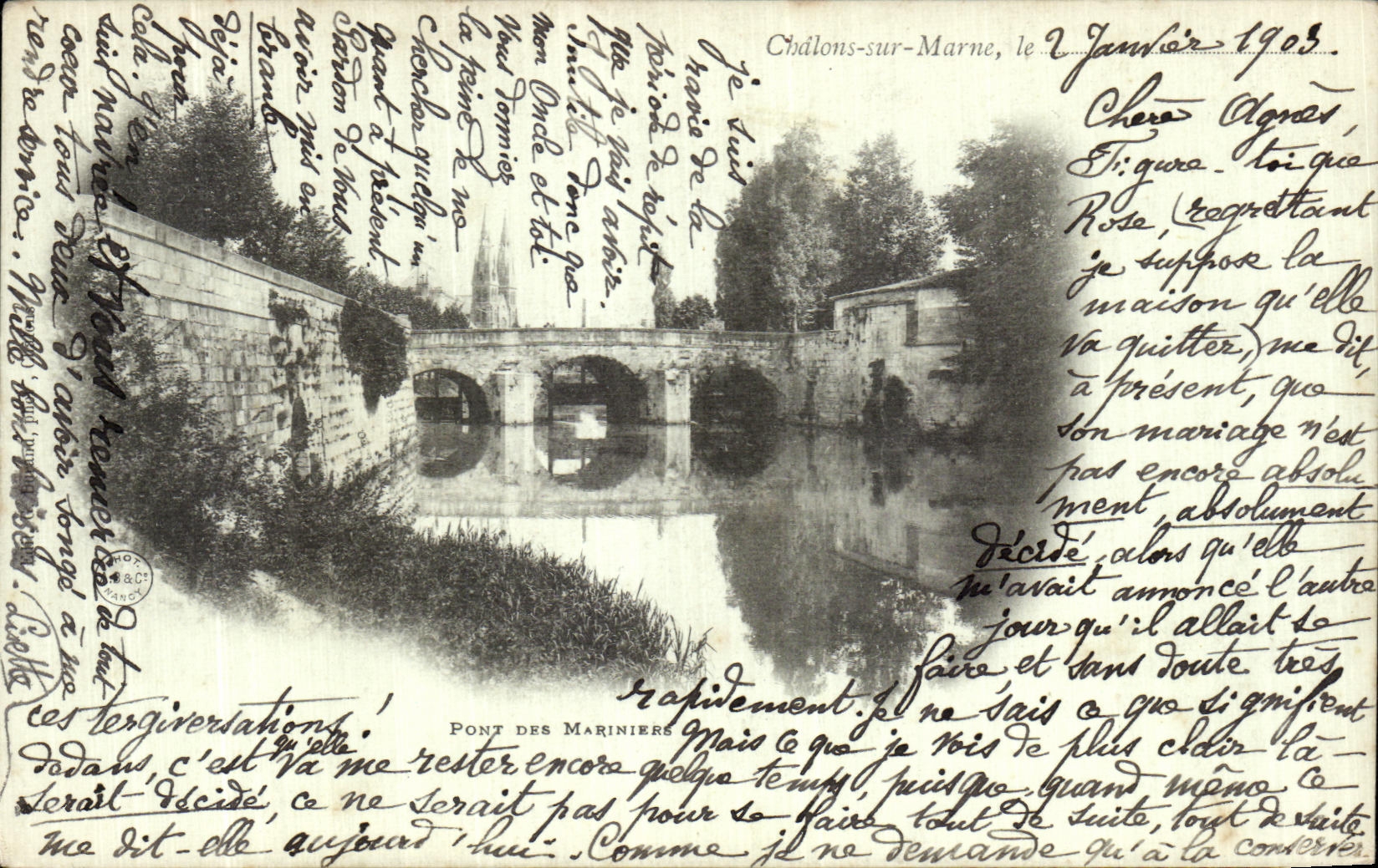 CPA Chalons Sur Marne pont de mariniers