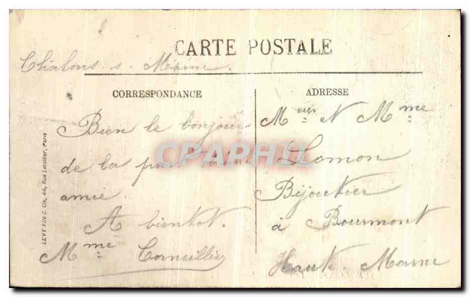 CPA Chalons Sur Marne Le Canal du Jarde — Verso