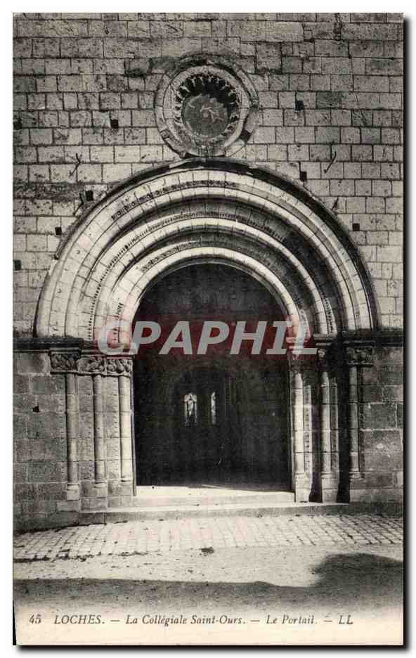 CPA Loches La Collegiale Saint Ours Le Portail
