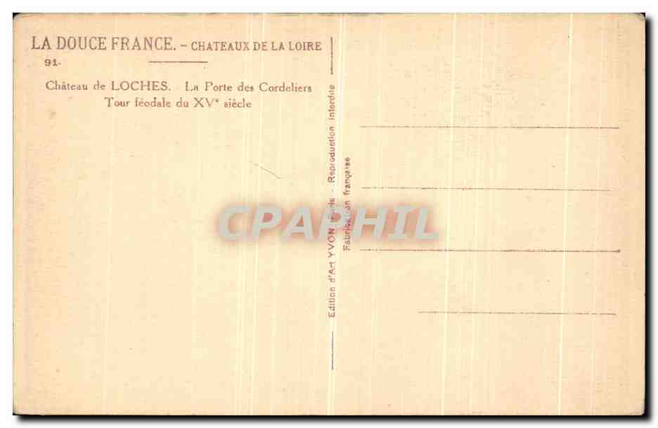 CPA Loches Chateau de La Porte des Cordeliers — Rückseite