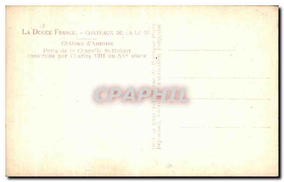 CPA Amboise Le Chateau Porte de la chapelle Saint Hubert  — Rückseite